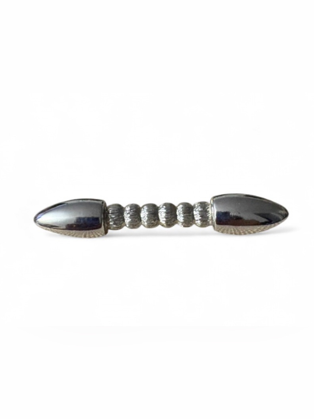Vintage Monet Silvertone Beaded Bar Pin Brooch Minimalist Geometric